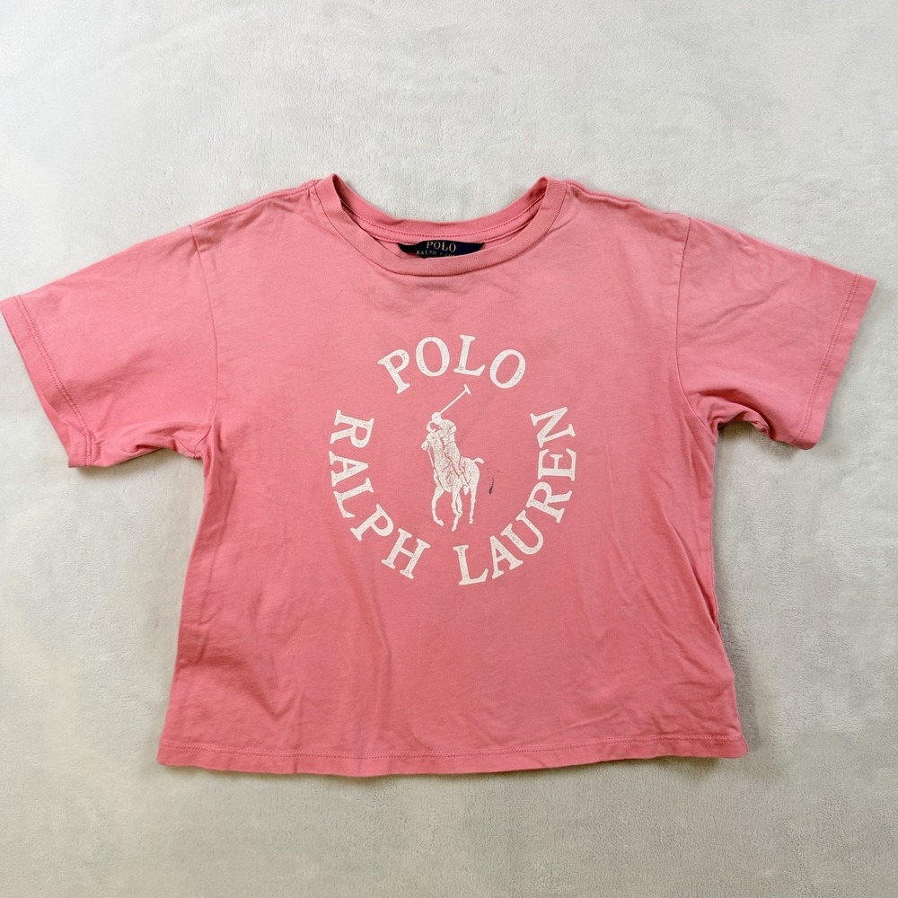 Polo Ralph Lauren Kid's Logo Print Cotton Tshirt In Pink Girls Size M8-10